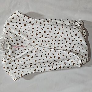 NWOT, Umgee, USA Sheer Cross Over Top, Wrap Around, Cream, Brown, Abstract, Boho